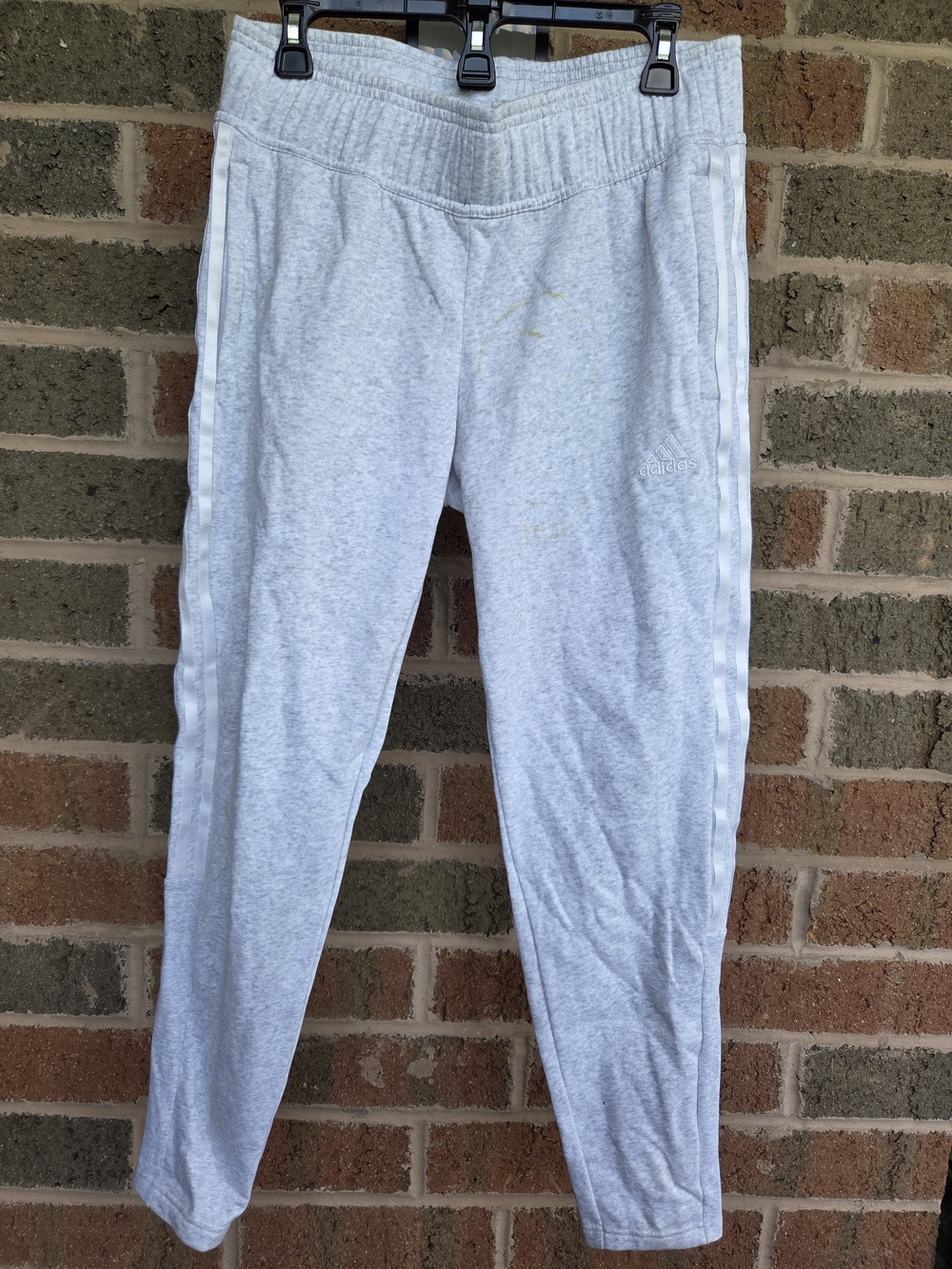 adidas Light Gray Track Pants - Classic Three-Stripes